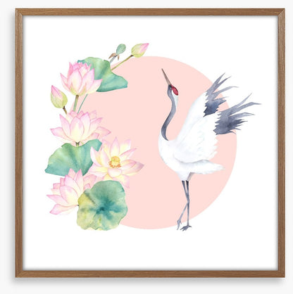 Pink lotus crane