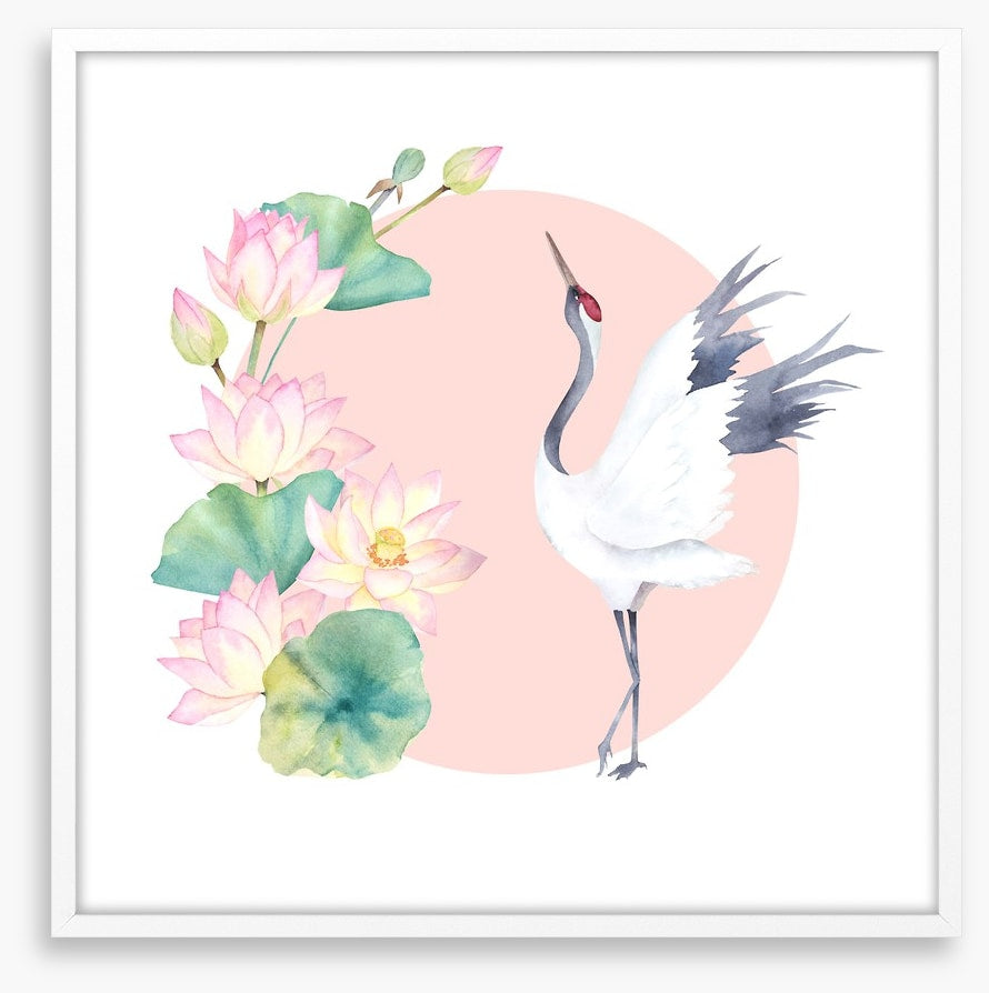 Pink lotus crane