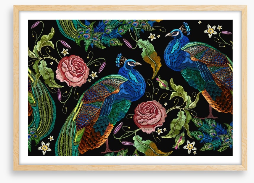 Peacocks and peonies