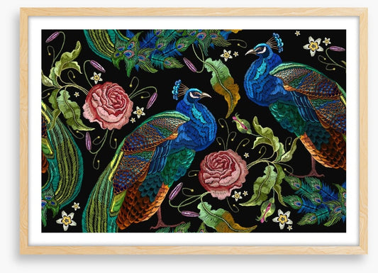 Peacocks and peonies