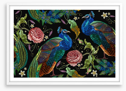 Peacocks and peonies