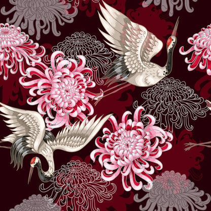 Cranes and chrysanthemums