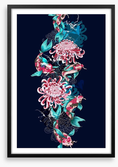 Koi fish and flowers