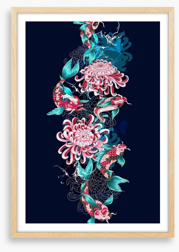 Koi fish and flowers