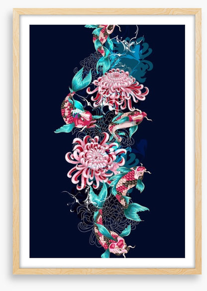 Koi fish and flowers