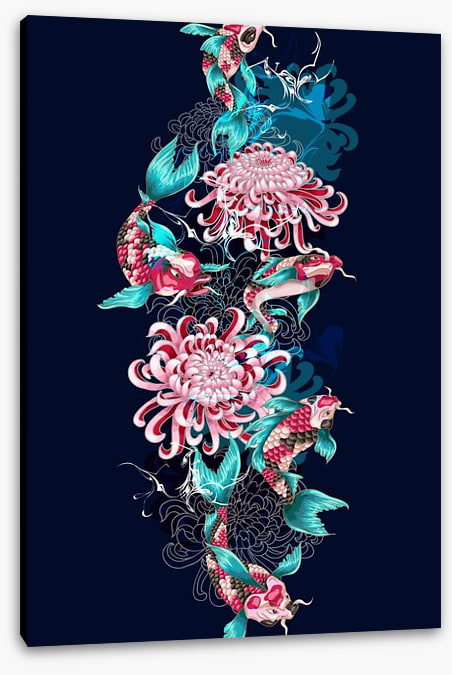 Koi fish and flowers