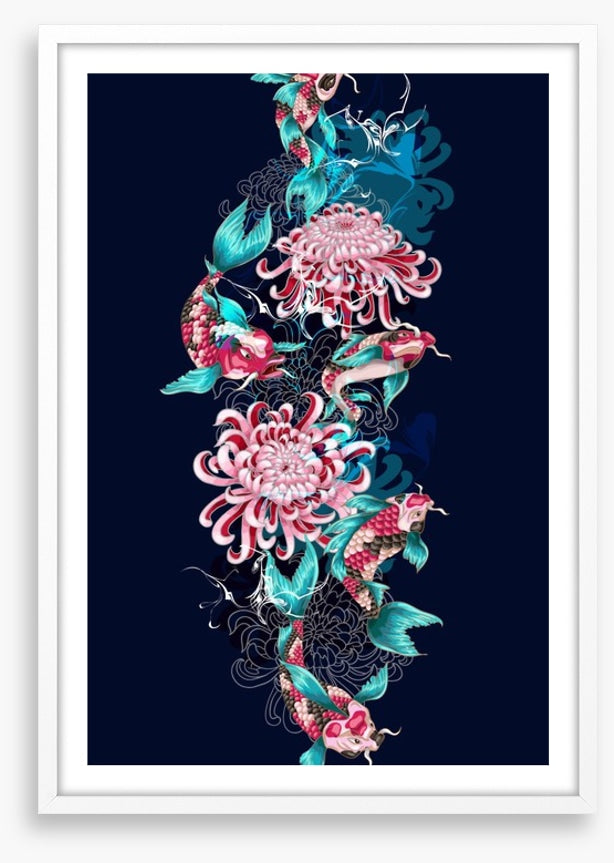Koi fish and flowers