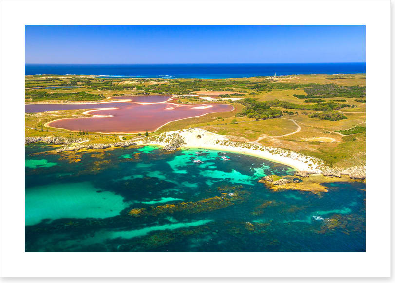 Pink lake shores