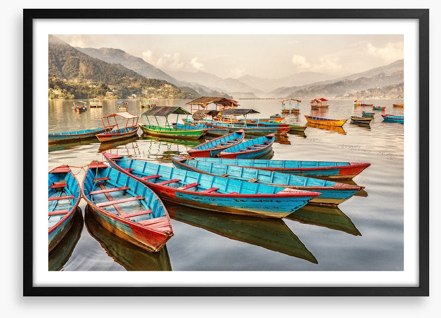 Boats on Lake Fewa, Nepal