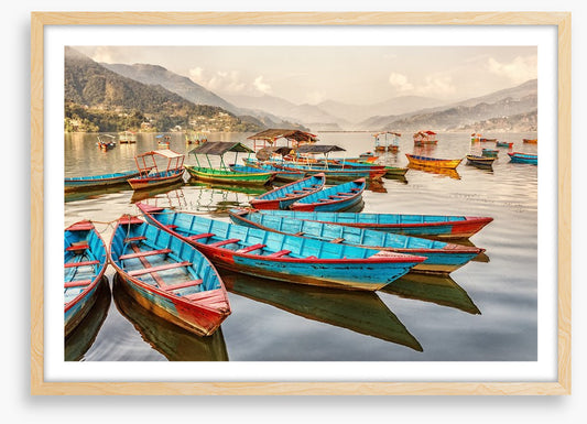 Boats on Lake Fewa, Nepal