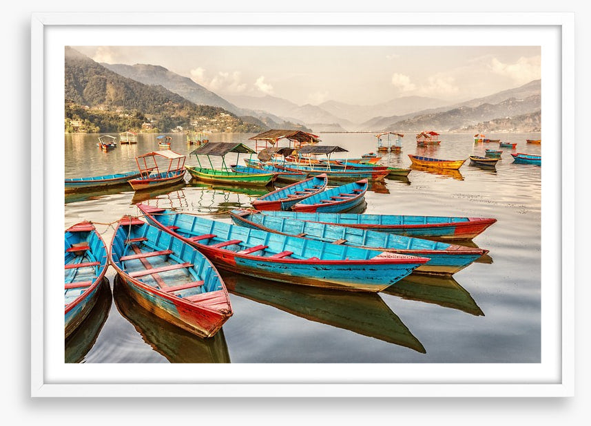 Boats on Lake Fewa, Nepal