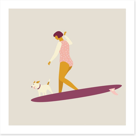 Deco surfer dog