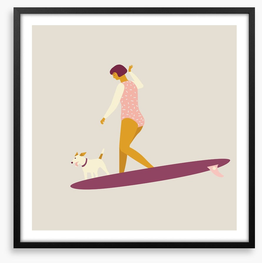 Deco surfer dog