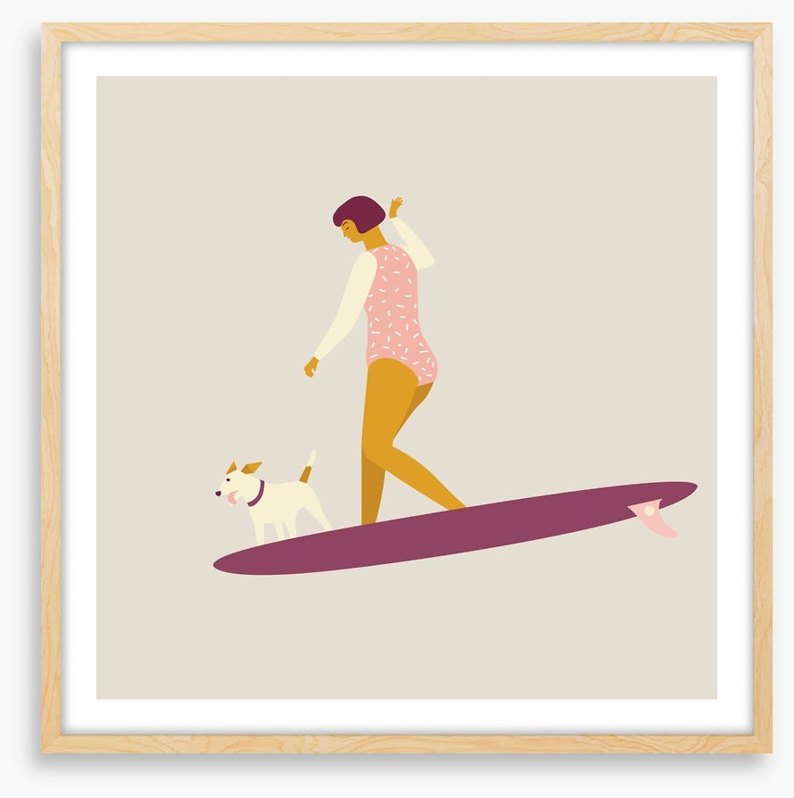 Deco surfer dog