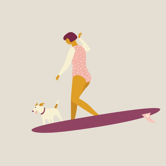 Deco surfer dog