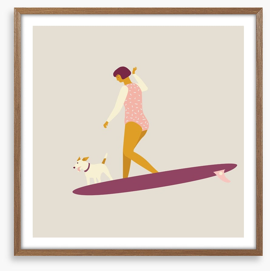Deco surfer dog
