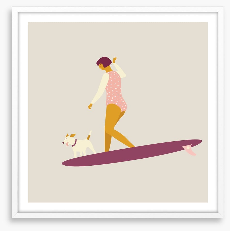 Deco surfer dog
