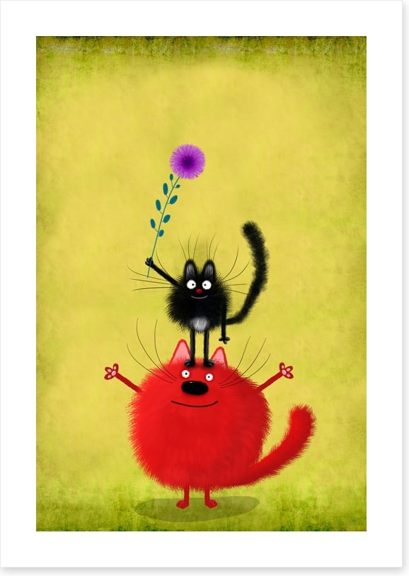 Red cat with mouse