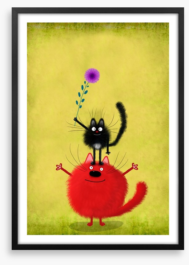 Red cat with mouse
