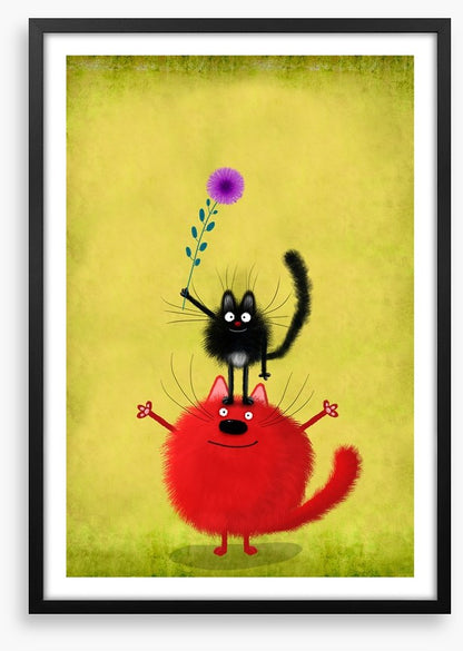 Red cat with mouse