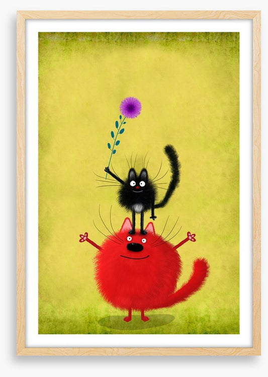 Red cat with mouse