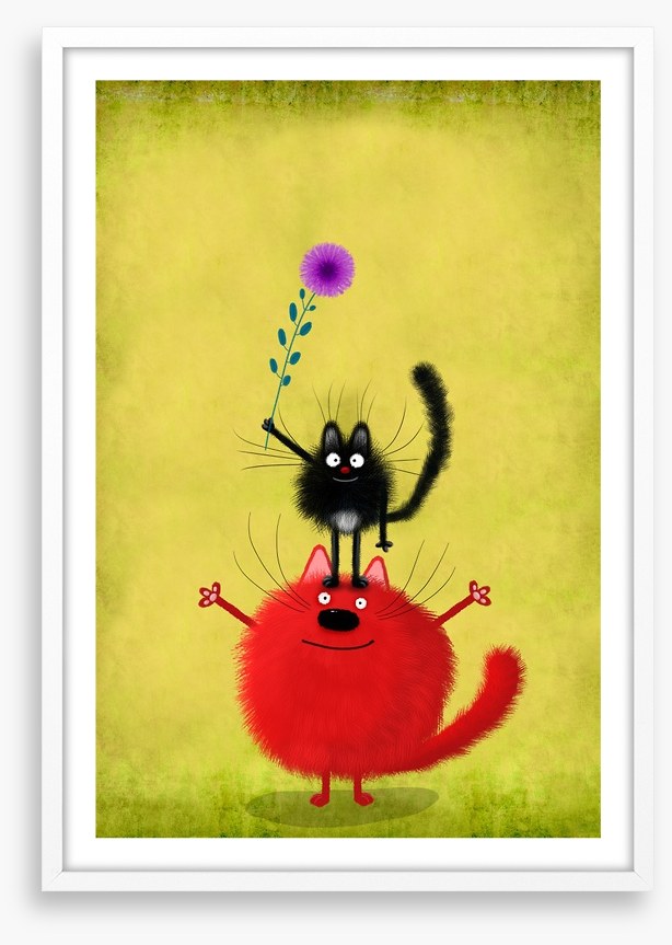 Red cat with mouse