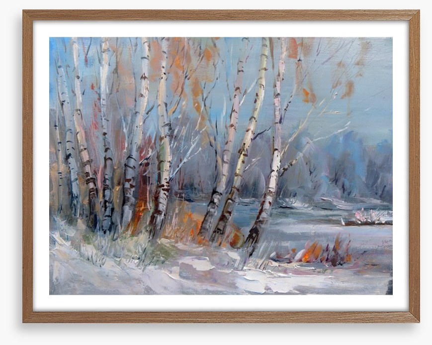Frozen birch forest