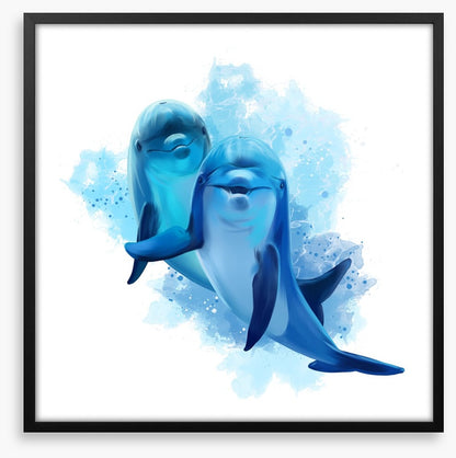 Two blue dolphins
