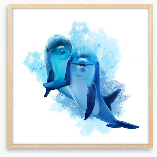 Two blue dolphins