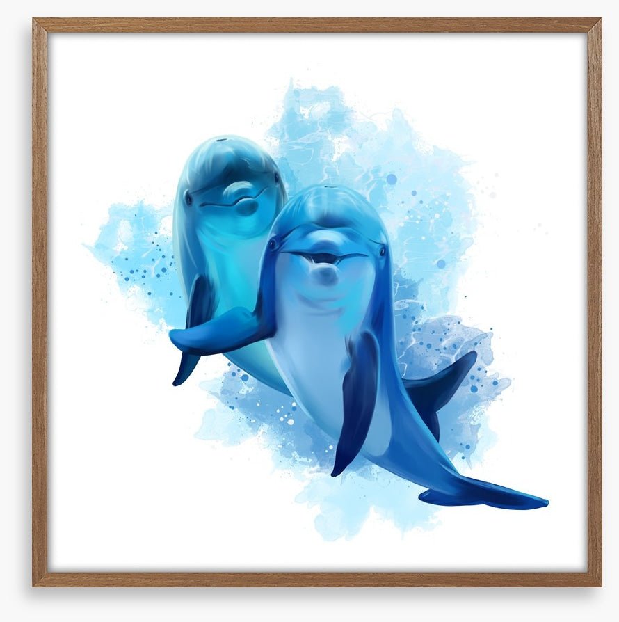 Two blue dolphins