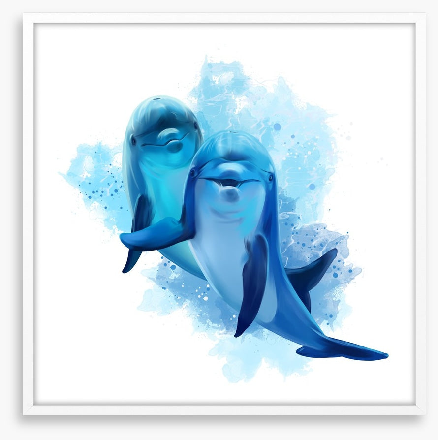 Two blue dolphins