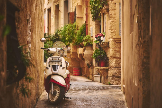 Medieval alley moped