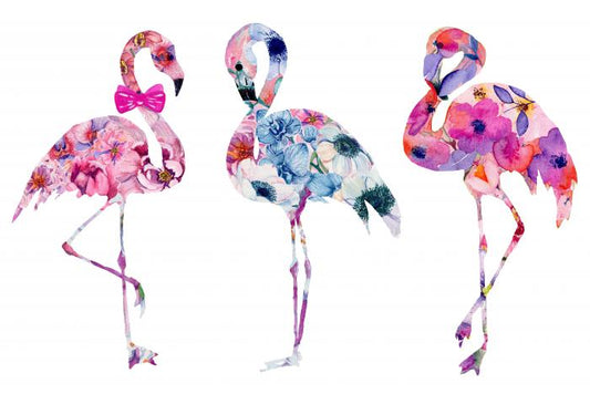 Floral flamingos