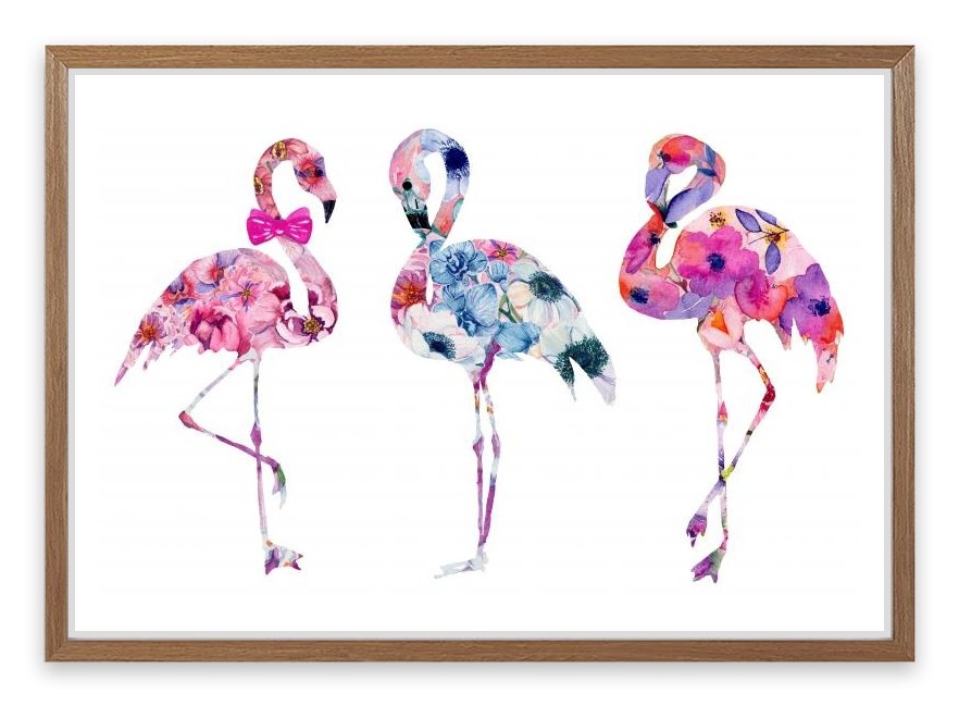 Floral flamingos