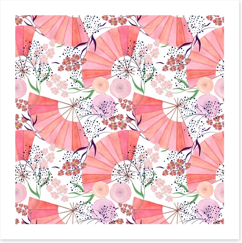 Floral folding fans