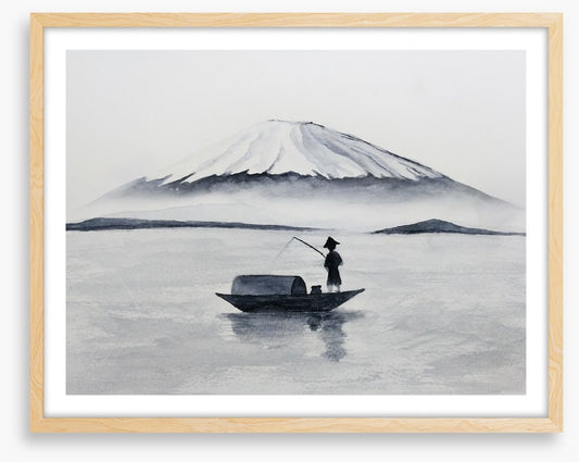Fishing by Mount Fuji