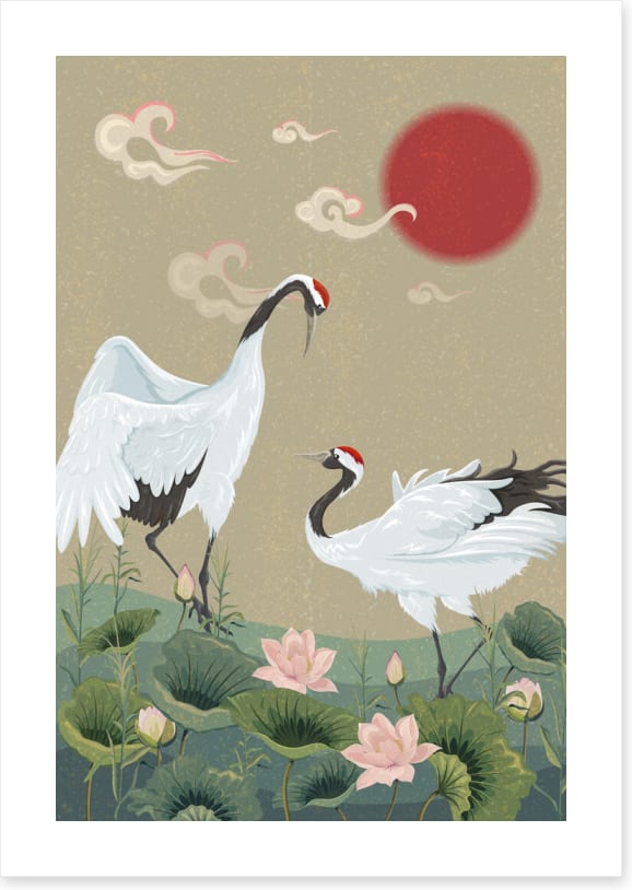 Cranes in the lotus