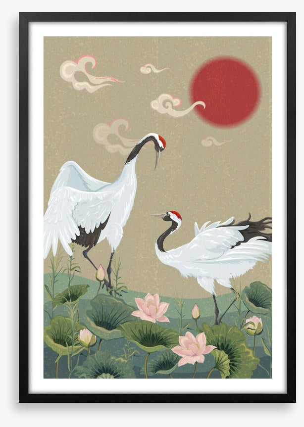 Cranes in the lotus