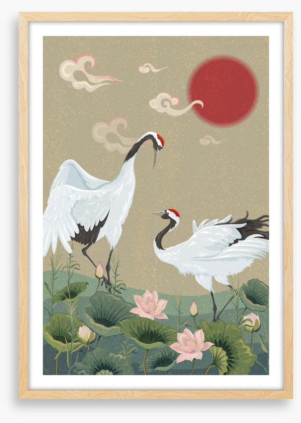 Cranes in the lotus