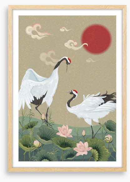 Cranes in the lotus