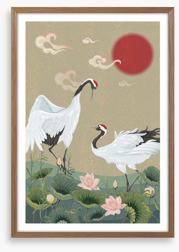 Cranes in the lotus