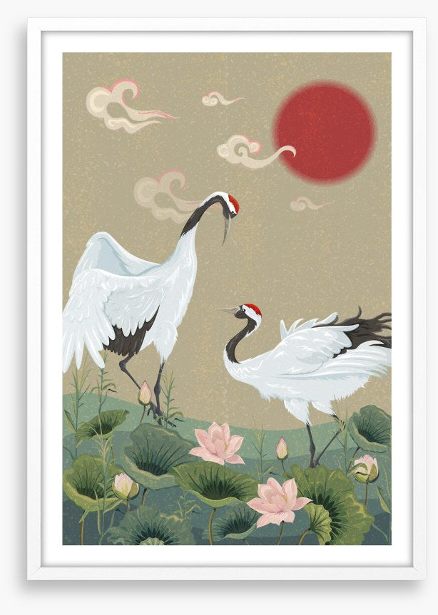 Cranes in the lotus