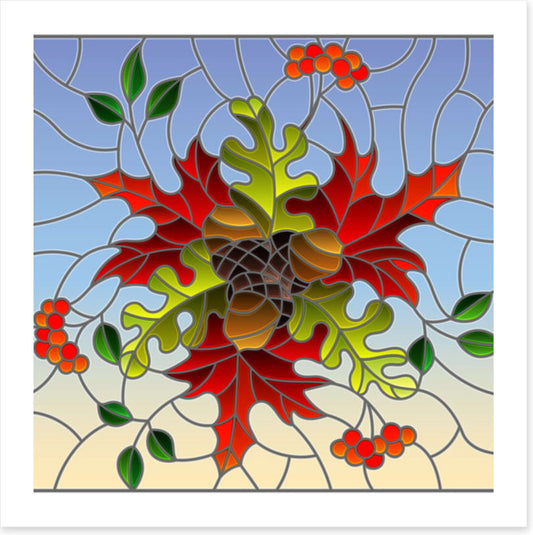 Autumn acorn window