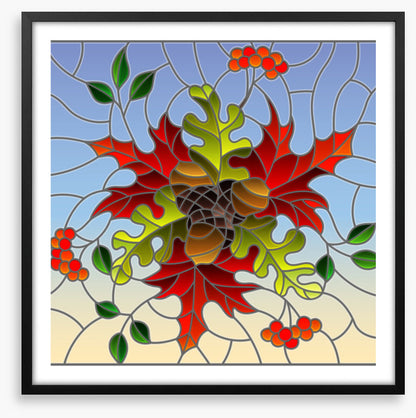 Autumn acorn window