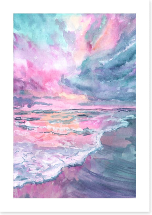 Pink sunrise sea
