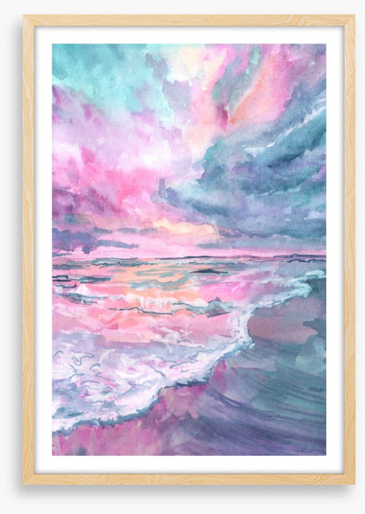 Pink sunrise sea
