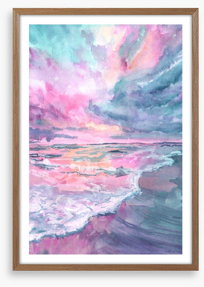 Pink sunrise sea
