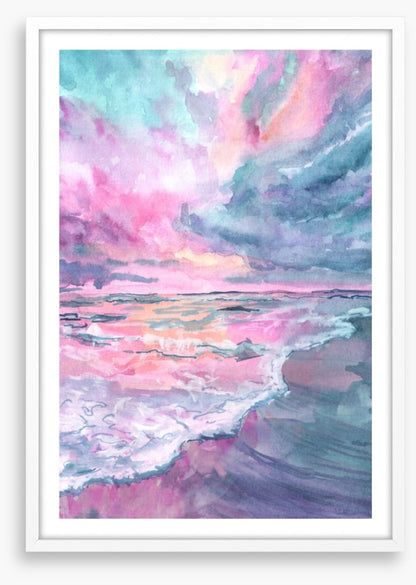 Pink sunrise sea