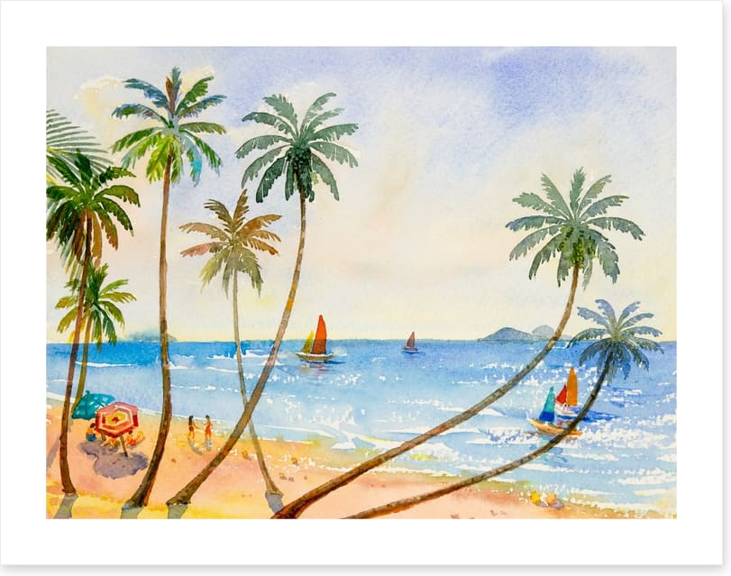 Between the palms