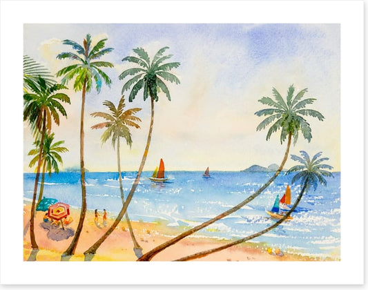 Between the palms